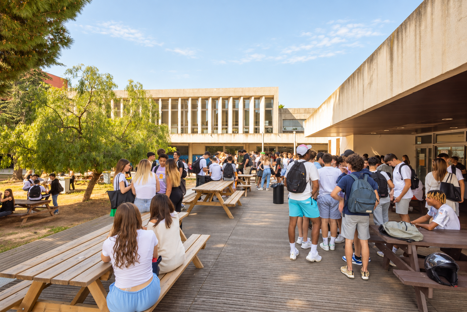 Élèves réunis dans la cour du lycée Antoine de Saint-Exupéry à Saint-Raphaël