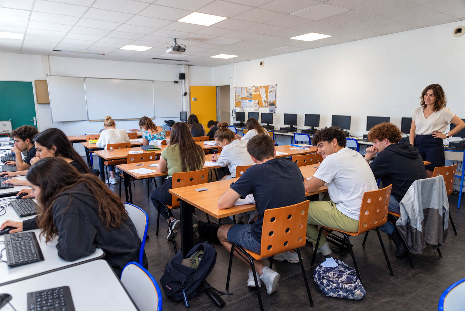 Étudiants travaillant ensemble sur un projet dans le cadre du BTS SAM.